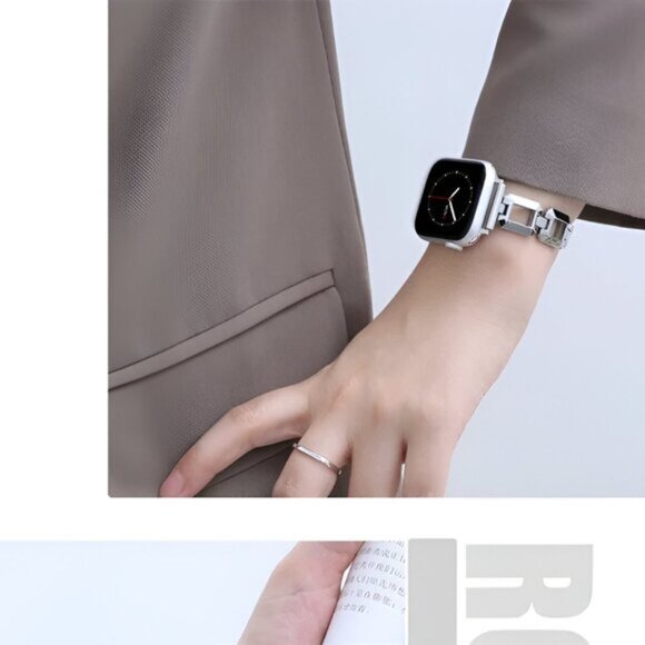 NEW Adjustable Square Stylish Strap Stainless Chain For Apple Watch - Silver - Picture 4 of 8